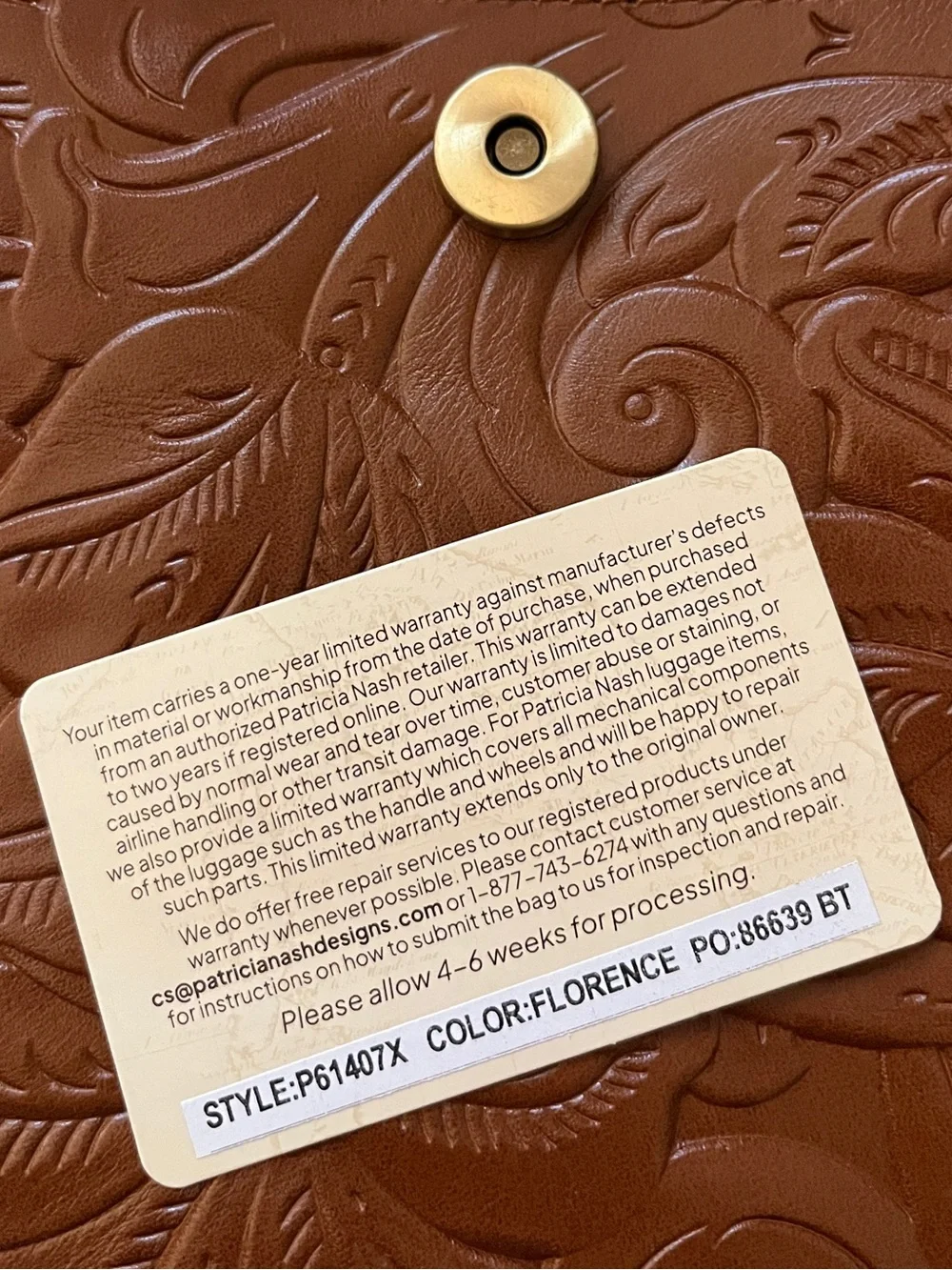 Patricia Nash Carmel Tooled Leather Crossbody Bag Balluri Florence Tiny Flaws